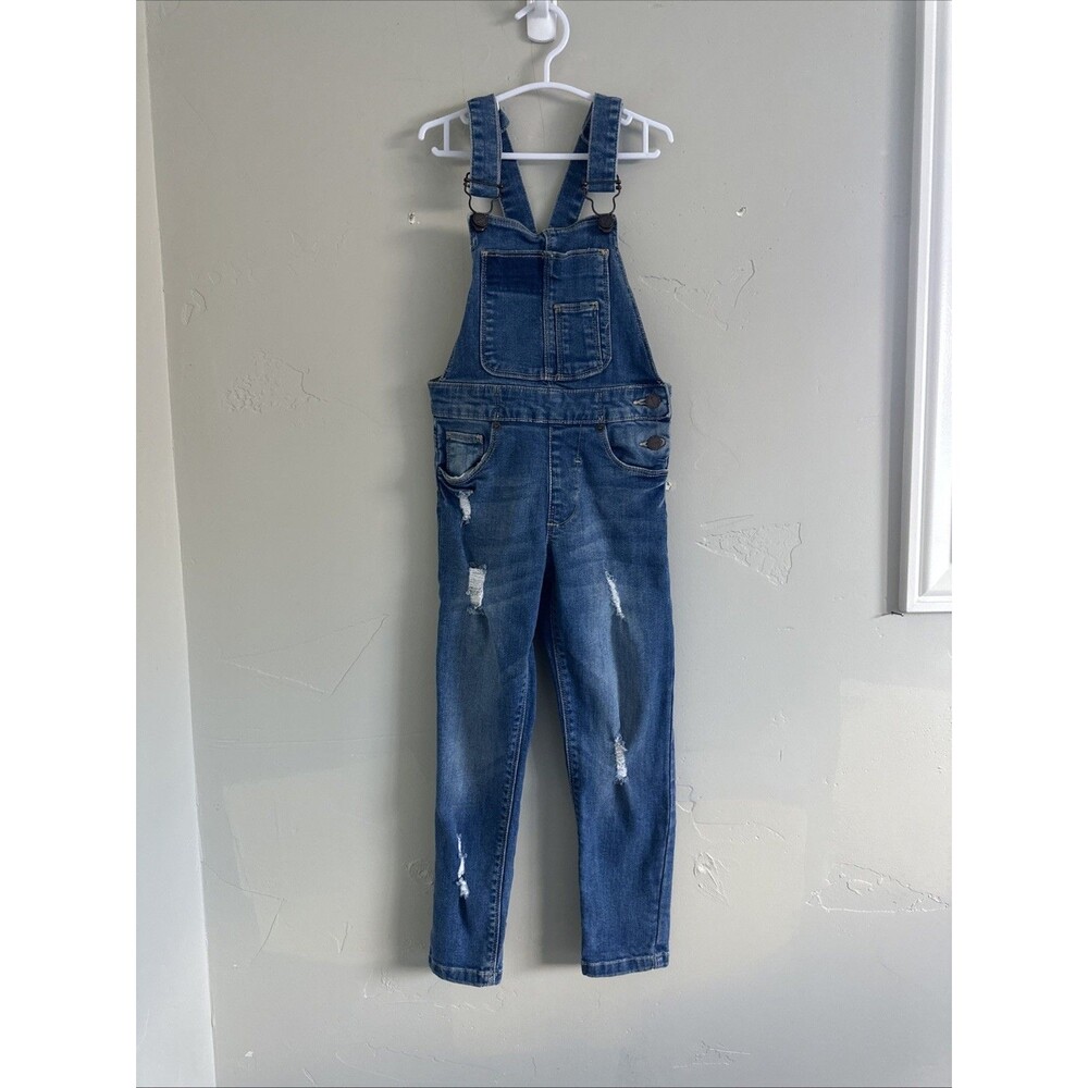 Zara Girls Size 6 Overalls Kids Blue Ankle Distressed 116 Cm Casual Denim Blue
